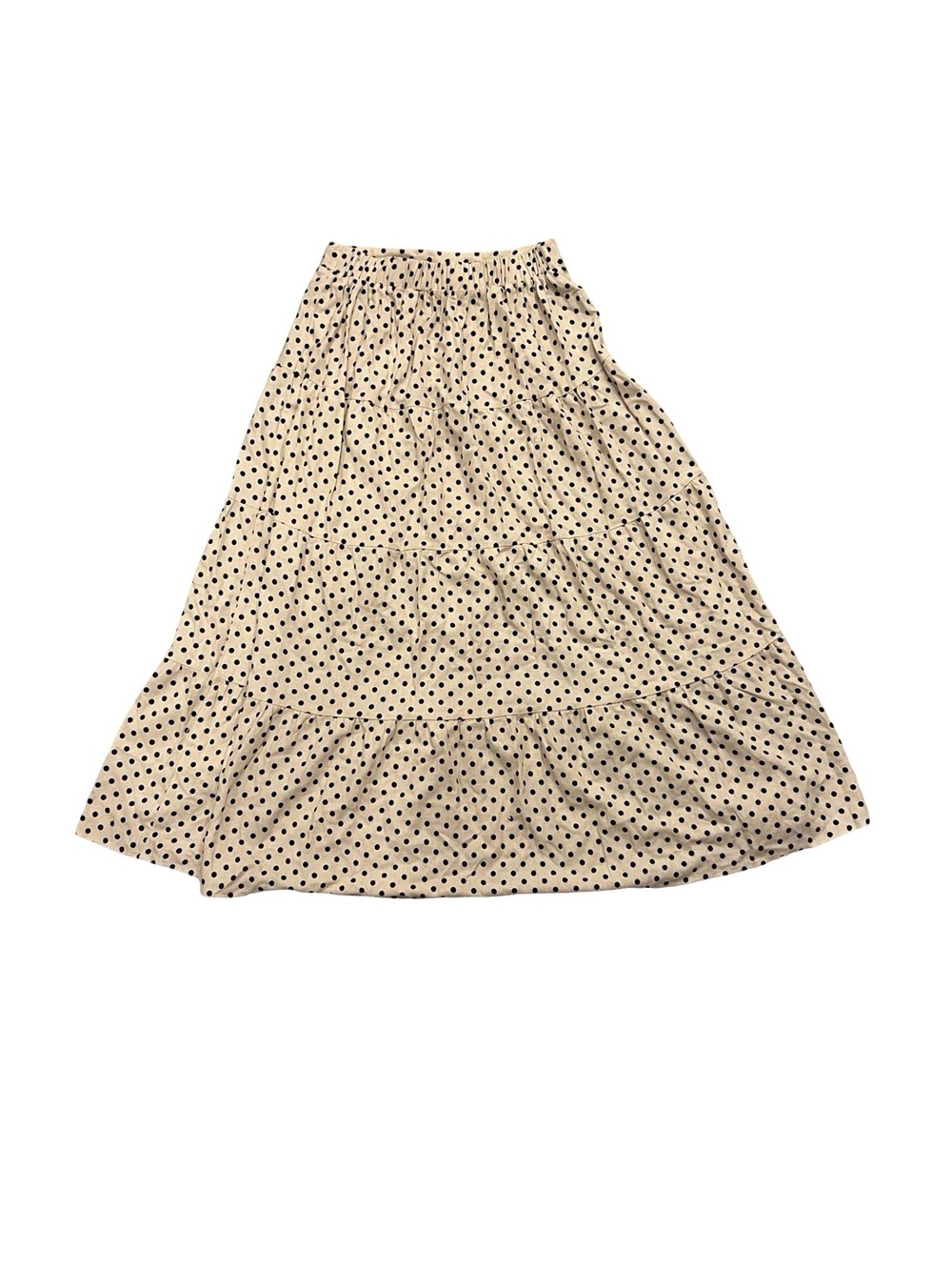 Statement Size Small Cream Black Polka Dot Tiered Maxi Skirt Boho - Picture 3 of 3